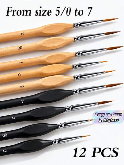 [Pintura en Miniatura] Juego de 11 Pinceles de Detalle con Punta Fina Adecuados para Pintura en Miniatura, Acrílico, Acuarela, Pintura al Óleo, Modelos, Artesanías, Dibujo de Línea
