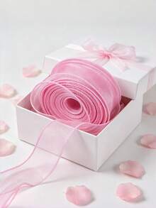 Ruy băng voan lưới chiffon màu hồng dùng gói quà, bó hoa cưới, đồ thủ công DIY, trang trí nhà cửa, phụ kiện tiệc và đóng gói sang trọng - Màu hồng - Xem 7