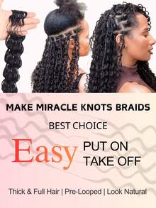 Boho Braids Miracle Knots Crochet Human Hair In 100% Remy Deep Wave Feather Line Crochet Hair Braids Salon Silky Seamless Invisible Highlight Paino Color P4/27# Feather Crochet Human Hair Braiding For Women Micro Pre Looped Deep Wave Extensions - S4/27 - View 5