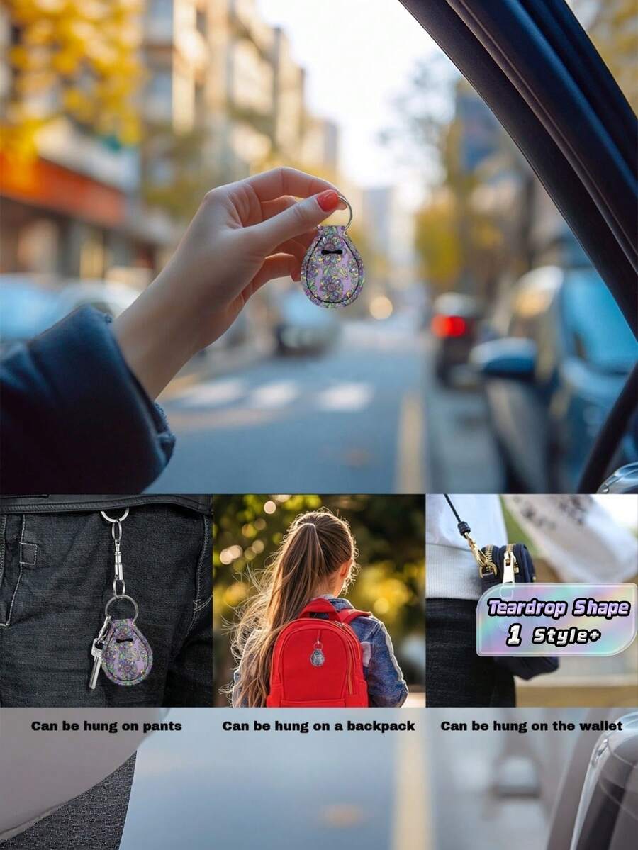 1PC Polyester Fabric Keychain Purple Paisley Floral Print Teardrop Pear Shaped Pendant Bag Charm For Backpack Wallet Fashion Creative Mini Gift Ornament Boho Retro Travel Accessory Lightweight Durable Unique Stylish Decorative Fringe Free - Multicolor - View 1