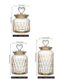 1pc Glass Sealed Jar, Creative Heart Shaped Storage Jar, Amber Color Snack/Candy Jar With Lid, Suitable For Home Use - Champagne - View 11