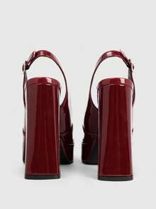 CUCCOO LuxiPop High-Heeled Thick-Soled Platform Fashionable And Simple Banquet Shoes - Burgundy - View 5