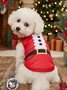 PETSIN 1pc Christmas Pet Vest With Red Ribbon Waistband - Multicolor - View 3