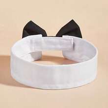 Adjustable Pet Bow Tie Collar, Formal Tuxedo Style Dog Cat Collar With Bowtie, Wedding Party Costume Accessory For Small Puppy Kitten - Black and White - View 4