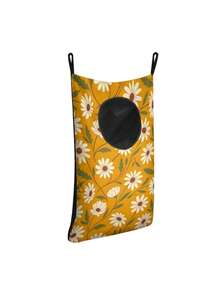 1PC Large Capacity Oxford Fabric Breathable Wall Mounted Hanging Door Dirty Laundry Storage Bag Yellow Daisy Floral Print Portable Foldable Space Saving Sturdy Hook Laundry Basket For Bathroom Balcony Dormitory Apartment Home Laundry Organizer - Multicolor - View 8