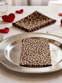 20pcs Leopard Print Theme Party Napkins, Fashionable Mixed Color Double-Layer Paper Napkins With Rhinestone Pattern, Suitable For Wedding, Birthday, Anniversary, Bachelorette Party And Various Celebration Events, Applicable For Wedding, Bridal Shower - Multicolor - View 7