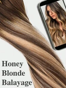 蜂蜜金 Balayage 章魚夾式人髮接髮片 一件式舒適佩戴 簡易安裝 便攜式髮片 打造豐盈髮型 - S4/27/4 - 查看 4