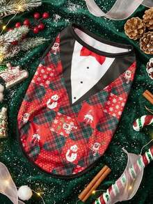 PETSIN 1pc Pet Christmas Suit-Style Celebratory Costume Lightweight Breathable Vest - Multicolor - View 5