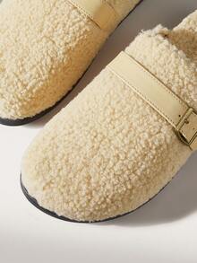 Solecia Women's Fashion Foot Cover Closed Toe Flats, Mao Mao Keeps Warm At Home - Khaki - View 6