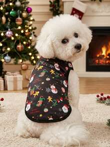 PETSIN 1pc Santa Claus Cartoon Pet Christmas Vest For Dogs - Multicolor - View 2