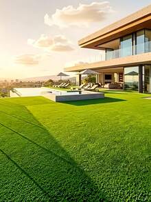 سجادة عشب اصطناعي سميكة متينة للاستخدام الداخلي والخارجي، سجادة عشب صناعي واقعية للحديقة والفناء والشرفة والحديقة الخلفية، ديكور المنزل ومنطقة الترفيه والشاطئ والمسبح، مقاومة للأشعة فوق البنفسجية وسهلة القص، سجادة منطقة الحيوانات الأليفة، تنسيق الشرفة والتخييم والنزهة - أخضر عسكري - مشاهدة 2