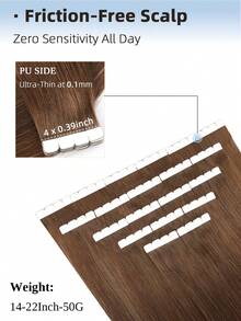 Mini Tape In Hair Extensions Human Hair, #4 Middle Brown Straight Style, 14‑22 Inch Lengths, Invisible Seamless Design, Premium Thick Ends Healthy Hair, Ideal For Thin Hair, Professional Salon Application And Daily Wear For Women & Girls - S4 - View 4
