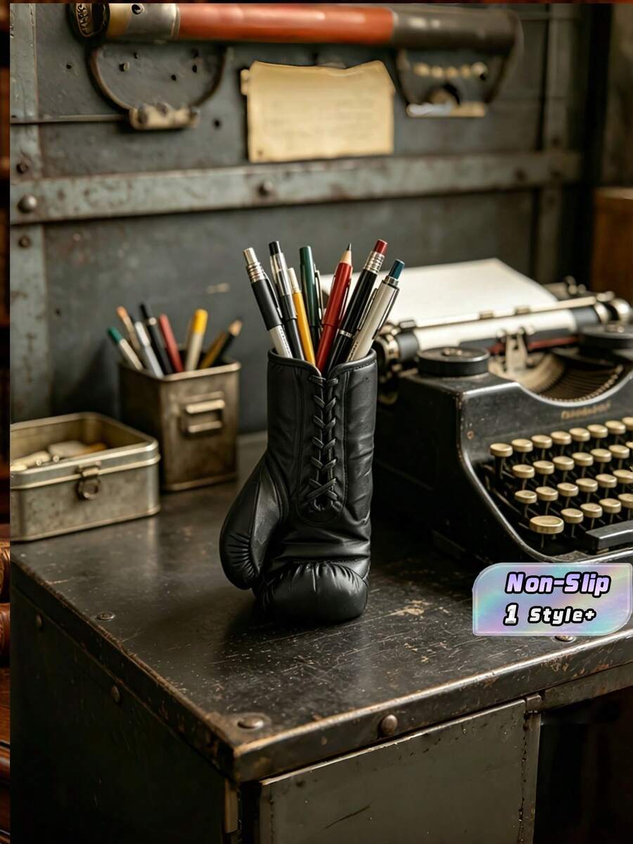 1PC Standard Size Resin Durable Lightweight Non Slip Scratch Resistant Easy Clean Boxing Gloves Shape Creative Pen Holder Pencil Organizer Desk Decor Storage Caddy For Office Home School Student Study Room Gift Idea Stationery Supplies - Multicolor - View 1