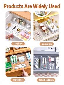 1/2/6/10/20PCS Combination Clear Plastic Drawer Organizer Set,Transparent Dresser Storage Box, Exquisite Storage Box,Desk Drawer Divider Organizers And Storage Bins For Makeup, Jewelry, Gadgets For Kitchen, Bedroom, Bathroom - transparent color - View 9