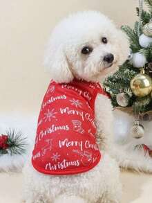 PETSIN 1pc Christmas Letter Print Pet Breathable Vest - Multicolor - View 3