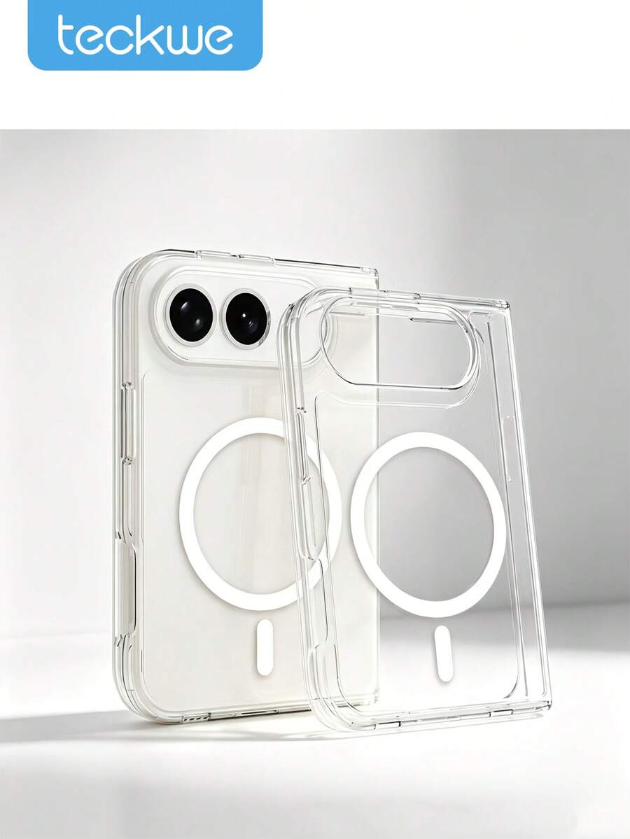 Teckwe Phone Case: Shockproof And Anti-Yellow Hard Back Cover Compatible With Iphone 18 Fold IPhoneDUO Foldable Transparent Magnetic Phone Case. Strong Magnetic Protective Shell. Compatible With Magsafe Wireless Charging. - Clear - View 1