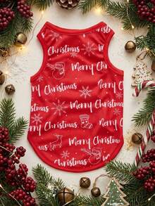 PETSIN 1pc Christmas Letter Print Pet Breathable Vest - Multicolor - View 2