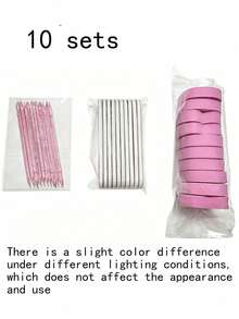 10 Sets/20 Sets, Pink Nail Kit Nail Care Set: Mini File, Heart-Shaped Sponge Rub And Crystal Rod, Perfect For Polishing Jewelry And DIY Nail Art - Pink - View 7