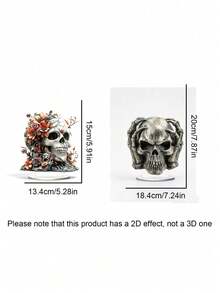 1Pc 15.5cm Resin Halloween Desktop Decor With Ghost Skeleton Reading Book Swing Pattern In Brown Orange For Home Office Party Autumn Seasonal Ornament Trending. - C - View 14