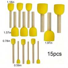 5pcs/15pcs/25pcs Kuas Spons Kuning untuk Grafiti, Lukisan, dan Proyek Seni - Kepala Jamur Bulat - MultiWarna - View 7