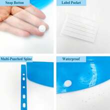 12pcs A4 Large Capacity Loose-Leaf File Folders, With 11-Hole Binder Rings, Made Of Modern PP Material, Expandable Button And Label Pockets, Suitable For School, Home, Office, Attendance, Travel - Portable Design, Back To School, School Supplies - Multicolor - View 2