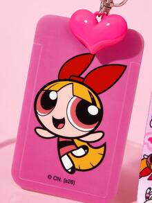 THE POWERPUFF GIRLS X SHEIN 卡通印花卡夾附掛繩，可收納 2 張卡片，適合送禮 - 長方形 - 查看 5