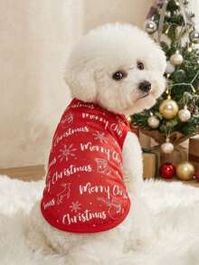 PETSIN 1pc Christmas Letter Print Pet Breathable Vest - Multicolor - View 12