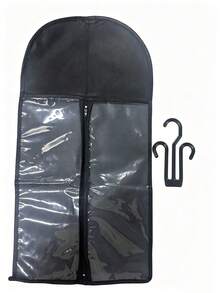 Wig Storage Bag With Hanger, Non‑Woven Dust Cover Zipper Wig Holder, Portable Hanging Wig Organizer For Hair Extensions, Black (Wig Not Included) - Black - View 10