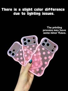 1PC Pink Wavy Macaron Polka Dot Phone Case Compatible With IPhone 18/18 Pro/18 Pro Max Frosted Semi Transparent Matte Finish Shockproof Cover For Women Girls - Multicolor - View 7
