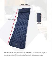 Inflatable Mattress With Pillow, New Rhombus Pattern Sleeping Pad With Built-In Air Pump, Automatic Pressure Inflation Camping Mat, Ultra-Light Air Bed Foldable Portable Picnic Mat, Beach Mat, Outdoor Moisture-Proof Pad, Thick Inflatable Bed - Navy Blue - View 10