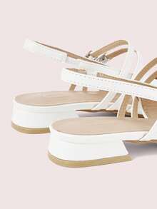 CUCCOO DOLLMOD Women's Shoes White Glossy Texture Back Lift Mary Jane Flats - White - View 8