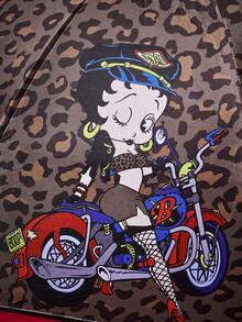 Betty Boop X Joivida Ins Style Leopard Print Automatic Umbrella, Dual-Use For Rain And Sun, UV Protection Sun Umbrella For Students - A - View 6