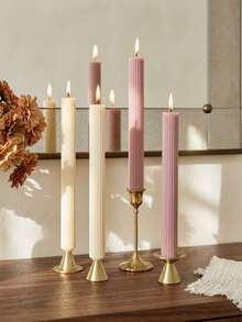 Cirelle 1 buah Lilin Taper Bergaris Aneka Warna, Lilin Makan Malam Tinggi Elegan Beralur untuk Pernikahan, Pesta, Ulang Tahun & Dekorasi Meja Rumah yang Estetis - Beraneka warna - View 2