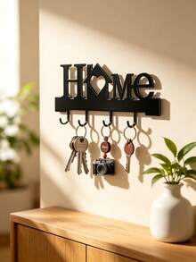 Key Holder For Wall, Home Shaped Key Hooks Wall Mount, Decorative Key Rack Entryway Organizer With Hooks For Keys, Mail, Coats, Bags And Leashes, Modern Wall Decor For Hallway, Living Room, Doorway, 1 Pc - Black - View 4