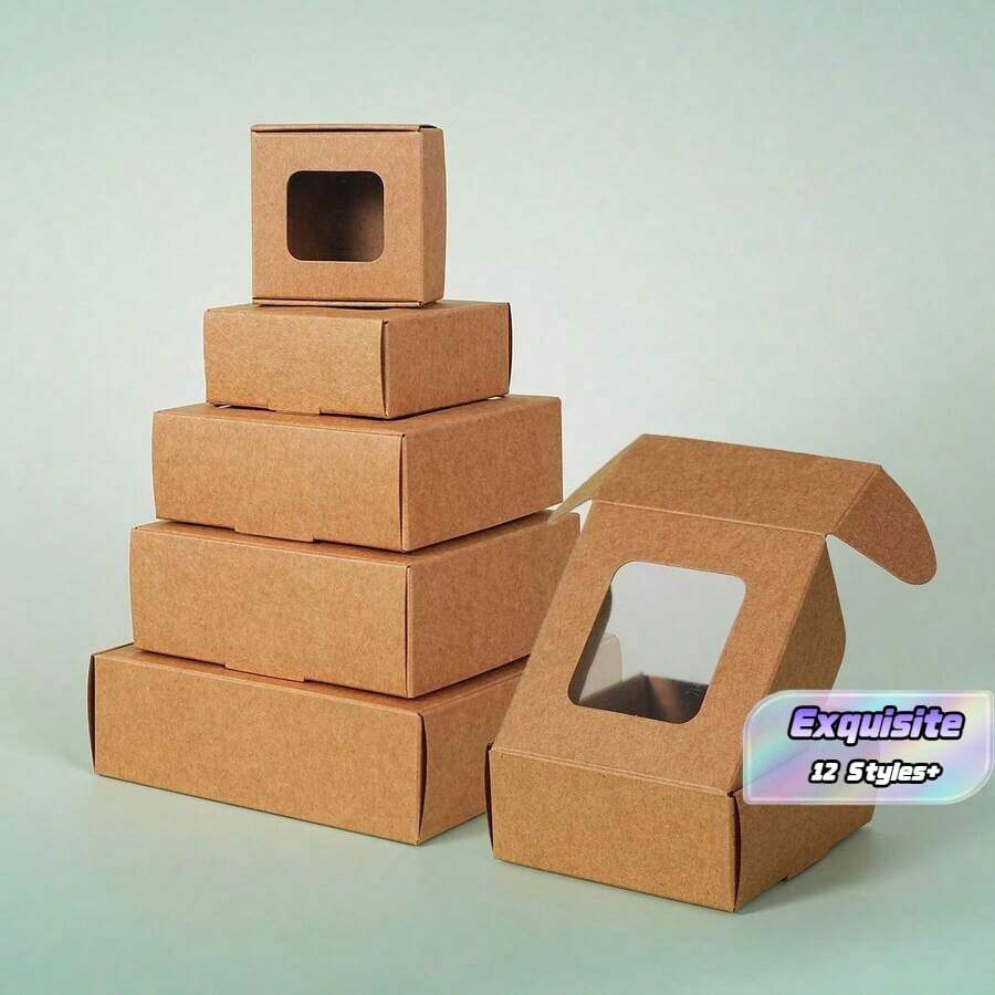 20 Small Paper Boxes With Display Window, Foldable Paper Boxes, Suitable For Chocolate, Wax, Hand Soap, Gifts, For Parties Or Weddings - 20pcs - View 1