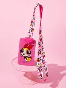 THE POWERPUFF GIRLS X SHEIN 卡通印花卡夾附掛繩，可收納 2 張卡片，適合送禮 - 長方形 - 查看 1