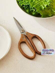 1PC Heavy Duty 3mm Thick Stainless Steel Kitchen Scissors With Acacia Wood Handle Multifunctional Sharp Comfortable Grip For Cutting Various Kitchen Tasks Cooking BBQ Gift For Men Women Christmas Birthday Housewarming Kitchen Gadgets Must Haves - Multicolor - View 2