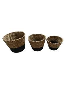 1/2/3PCS Natural Seagrass Woven Planter Basket Set Large Medium Small Boho Farmhouse Coastal Wall Hanging Flower Pot Holder Storage Organizer For Living Room Bathroom Home Decor Spring Summer Gift Must Haves - multicolor - View 13