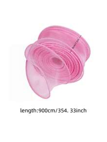 Ruy băng voan lưới chiffon màu hồng dùng gói quà, bó hoa cưới, đồ thủ công DIY, trang trí nhà cửa, phụ kiện tiệc và đóng gói sang trọng - Màu hồng - Xem 8