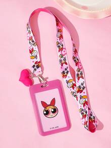 THE POWERPUFF GIRLS X SHEIN 卡通印花卡夾附掛繩，可收納 2 張卡片，適合送禮 - 長方形 - 查看 4