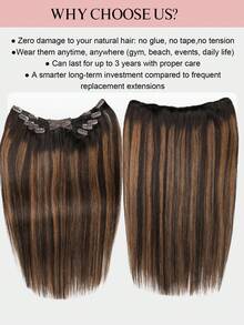Balayage Brown Octopus Clip‑In Remy Human Hair Extensions One Piece All‑In‑One Multi‑Clips Hair Piece No Glue No Tape Add Full Volume For Women - S2/6/2 - View 9