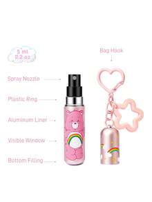 SHEIN X Care Bears 5ml/0.2oz 可補充淺粉色小熊香水噴霧瓶，底部填充，壓式噴頭，透明視窗，迷你便攜化妝瓶，適合旅行與飛機隨身攜帶，附星星吊飾可掛在包包或鑰匙圈 - 淺粉色 - 查看 2