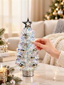 1PC Colorful Ice‑Cream Cone Mini Christmas Tree,Small Tabletop Christmas Ornament,Holiday Scene Decoration Figurine For Xmas Home Table Party Layout - Multicolor - View 2