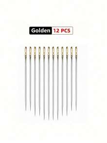 12pcs Stainless Steel Easy Thread Side Hole Sewing Needles, Hand Stitching Pins For Seniors, DIY Home Craft Supplies - White, Stitching Pins - Multicolor - View 14