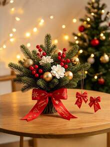 Pita Satin Natal untuk Pembungkus Kado, Dekorasi Kue, Hiasan Pita, Kerajinan DIY, Dekorasi Pesta - Bahasa Inggris Merah - View 3