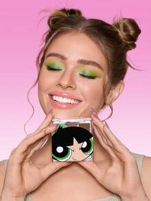 THE POWERPUFF GIRLS X SHEIN 1件 7色眼影盤，綠色調盤，超高顯色度，打造金盞花靈感妝容 - 綠色 - 查看 3