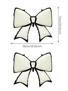 Bowknot Aluminum Foil Balloons, Suitable For Birthday Parties, Themed Events, Family Gatherings, And Decorative Props, Making It Easy To Capture Atmospheric And Cinematic Photos. (In English) - 38 inch white butterfly black edge - View 9