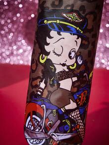 Betty Boop X Joivida Ins Style Leopard Print Automatic Umbrella, Dual-Use For Rain And Sun, UV Protection Sun Umbrella For Students - A - View 5