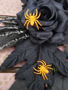 2 Buah Rangkaian Bunga Mawar Hitam Merah Gaya Gotik, Sulur Buatan dengan Daun Maple & Buah Beri untuk Lengkungan Pernikahan, Dekorasi Dinding Rumah, Pesta Halloween - Aneka warna 2 - View 13