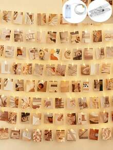 Teckwe 1set 1/2/3/4/5/10M Home Decor Photo Clips Light String,Indoor Bedroom Wall Decoration Fairy Light String With Plastic Clips, Wedding Birthday Party Decor Light String, Christmas Tree Decoration Lights,Girls' Room Wall Decorative Light String - Yellow light - View 4